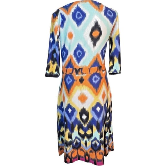 Reborn Fit and Flare Dress Colorful Abstract Print Size XL 3/4 Length Sleeves - Picture 5 of 8